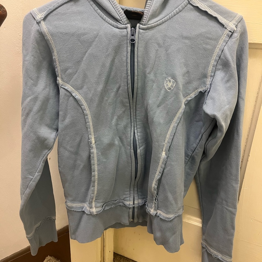 Ariat blue frayed zip up jacket